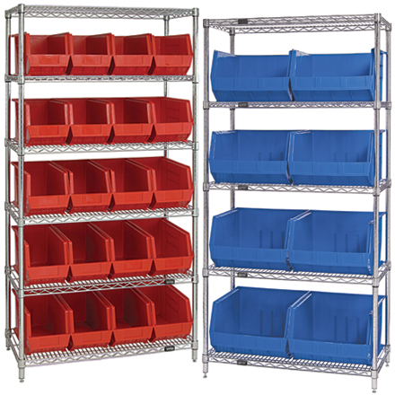 Wire Shelves with Bins