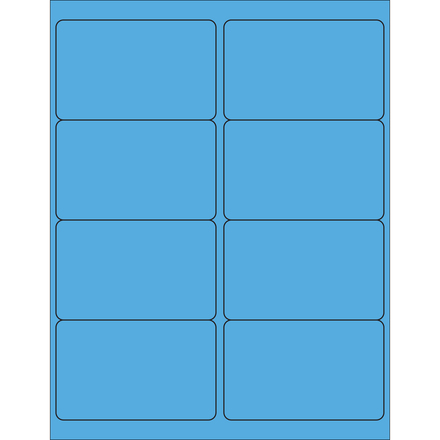 4 x 2 <span class='fraction'>1/2</span>" Fluorescent Blue Rectangle Laser Labels